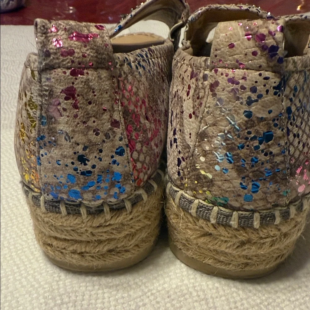 DKNY Multicolor Sequin Espadrille Wedges